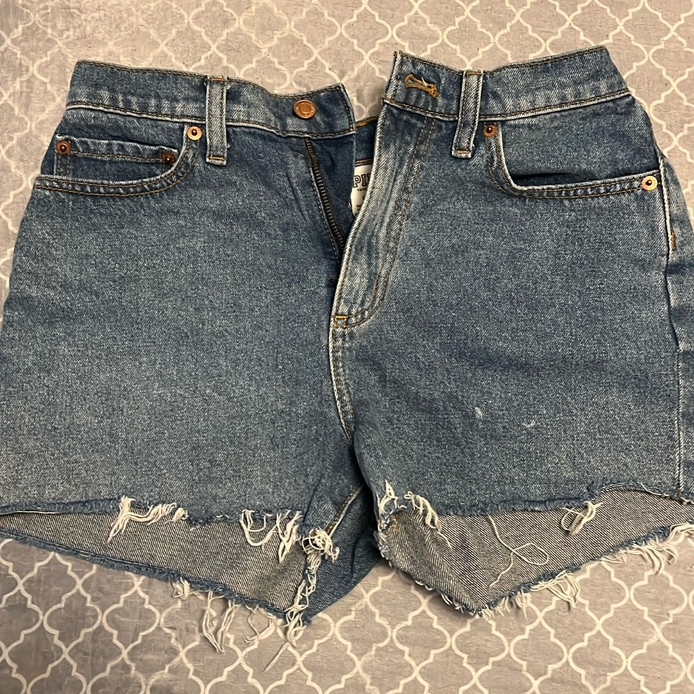 Pink denim shorts